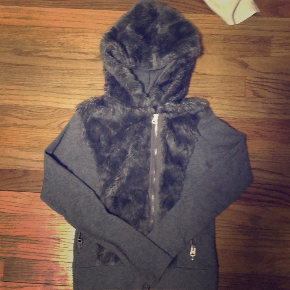 Grey fuzzy Armani Exchange Jacket